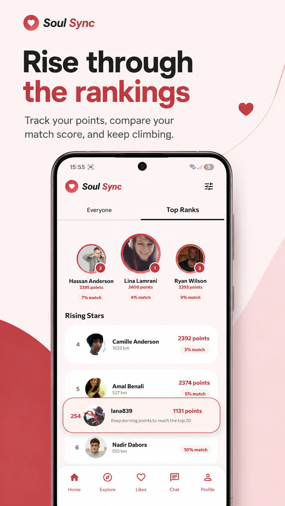 SoulSync top rankings app screen